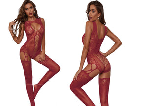 F&F Open Front Crisscross Body Stocking FAB-21136