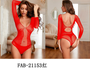 F&F Fishnet Long Sleeves Bodysuit Lingerie FAB-21153