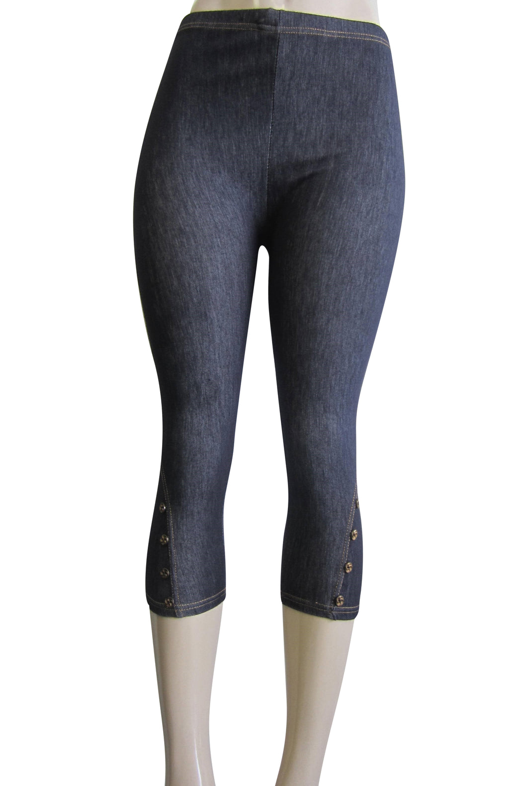 Denim Leggings with Blue Butterfly and Daisy Pattern - Its All Leggings