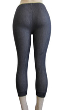 Petite Women One Size Capri Denim Look Leggings- BLUE  (FAB-11272)