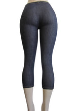 One Size Petite Women Capri Denim Look Slim Leggings (FAB-11332)