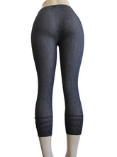 Petite/Women One Size Denim Look Slim Capri Leggings  (FAB-11338)