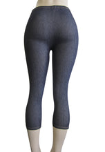 One Size Women Capri Denim Look Crop Leggings(FAB-11340)