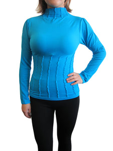 Women Pleated One Size Mock Neck Long Sleeve Top (fab-11865)