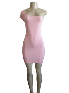 One Shoulder Short Sleeve Bodycon Clubbing Cocktail Mini Dress (FAB-13127)