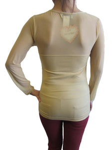 Women One Size Round Neck Long Sleeve with Mesh (FAB-13246)