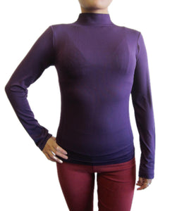 Women One Size Basic Mock Neck Long Sleeve Top with Fleece (FAB-13820)