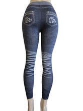 Women One Size Printed Denim Look Leggings  (FAB-9383)