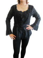 Women Button Down Jacquard Dressy Long Sleeve Top (TA-8196)