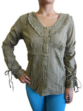 Women Button Down Cotton Lawn Long Sleeve  Top (8205)